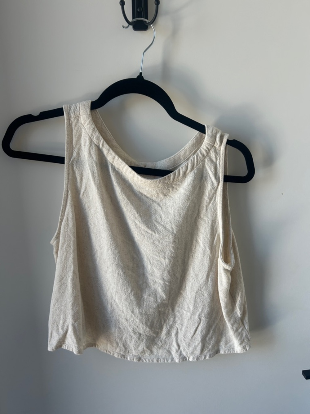 Relaxed Scoop Crop Tank Top - Cream